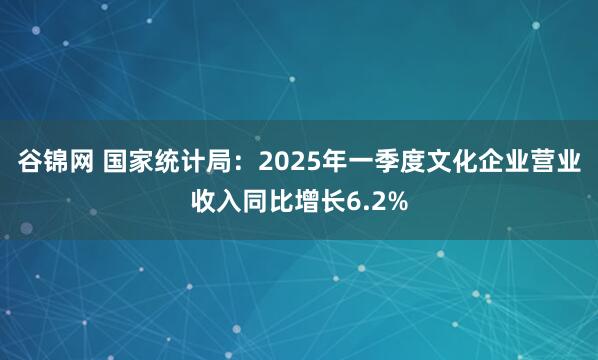 谷锦网 国家统计局：2025年一季度文化企业营业收入同比增长6.2%