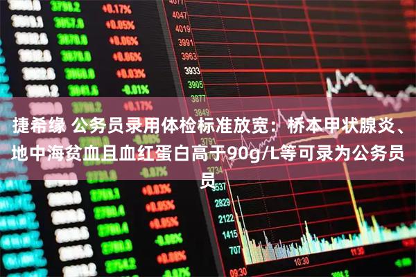 捷希缘 公务员录用体检标准放宽：桥本甲状腺炎、地中海贫血且血红蛋白高于90g/L等可录为公务员