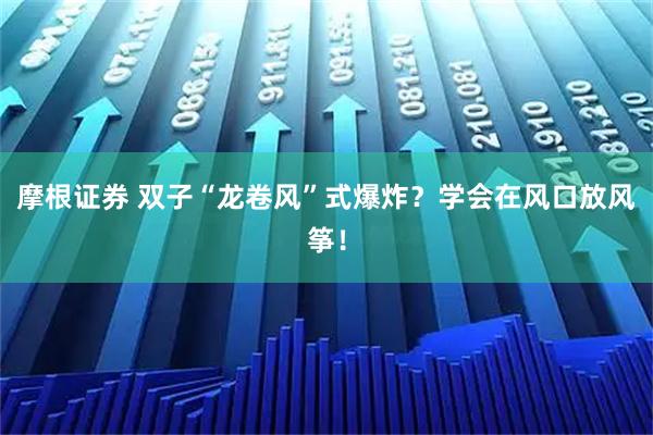 摩根证券 双子“龙卷风”式爆炸？学会在风口放风筝！